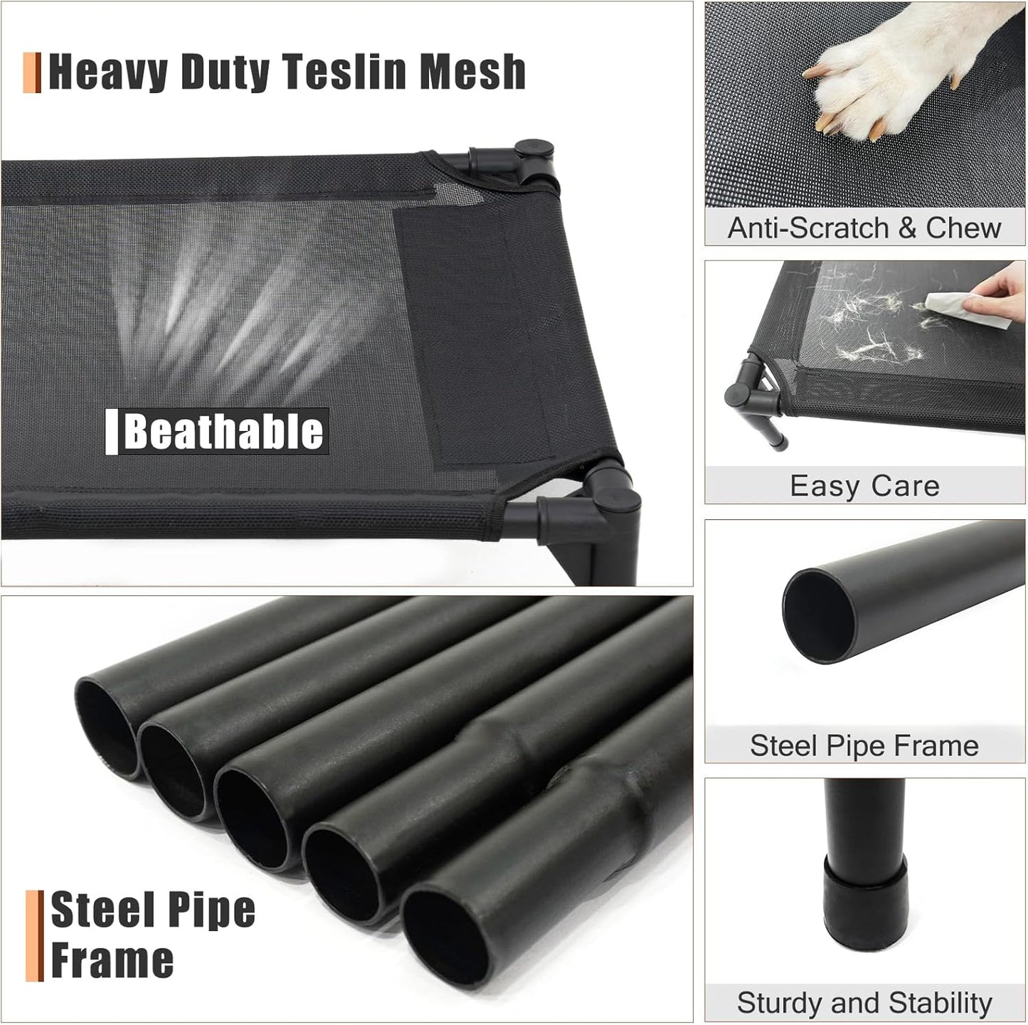 Elevated Dog Bed for Large Dogs - Heavy Duty, Recyclable Mesh, Fits Up to 150 LBs - Indoor & Outdoor, Green