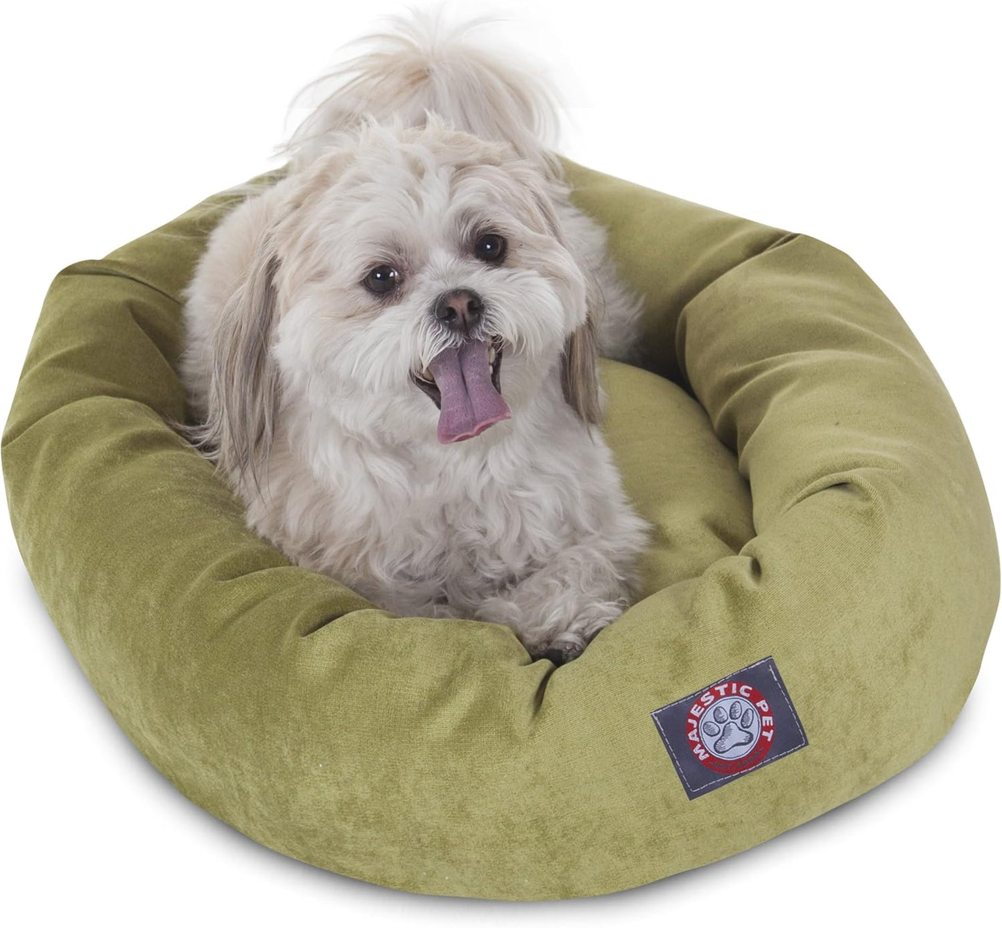Majestic Pet 24 Inch Micro Velvet Calming Dog Bed Washable 24x19x7 (inch) – Cozy Soft Round Donut Dog Bed with Spine for Head Support - Pet Bed Small – Apple (2025)