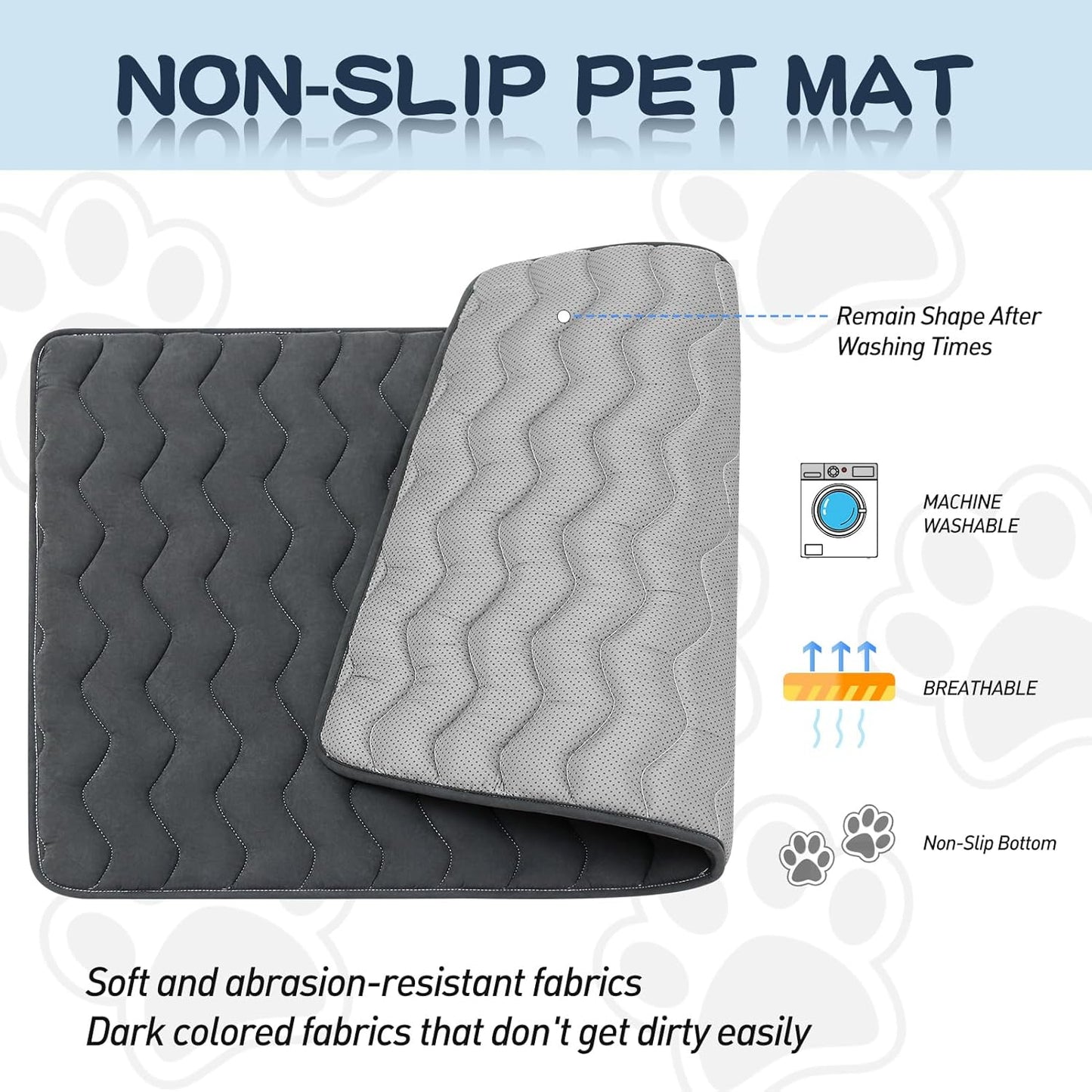 Bubble bear Dog Crate Mat - Upgraded Thick, Ultra Soft, Washable & Anti-Slip Kennel Pad for Small/Medium/Large Dogs, Dark-Hued to Hide Stains (48"x30")