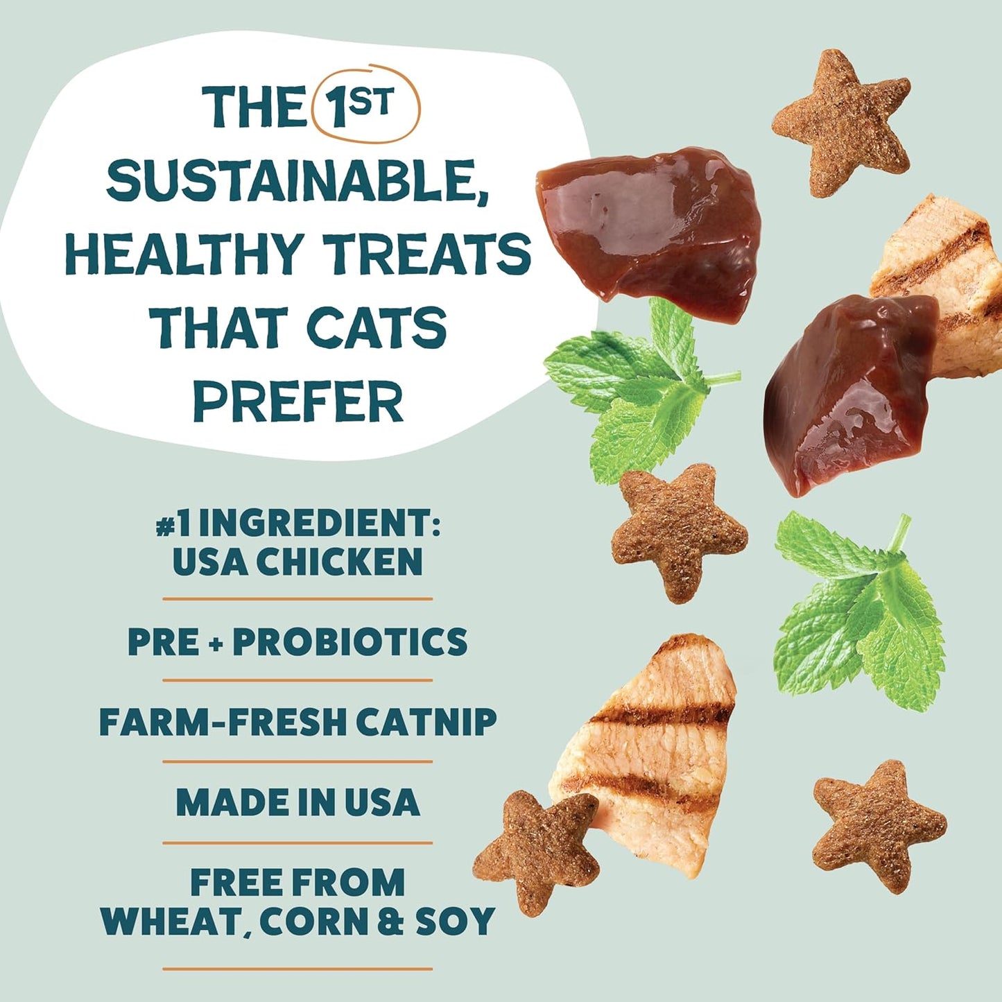 Shameless Pets Crunchy Cat Treats - Catnip Treats for Cats with Digestive Support, Kitten Treats with Real Ingredients, Natural & Healthy Flavored Feline Snacks - Catnip N Chill Chicken Liver, 12 oz