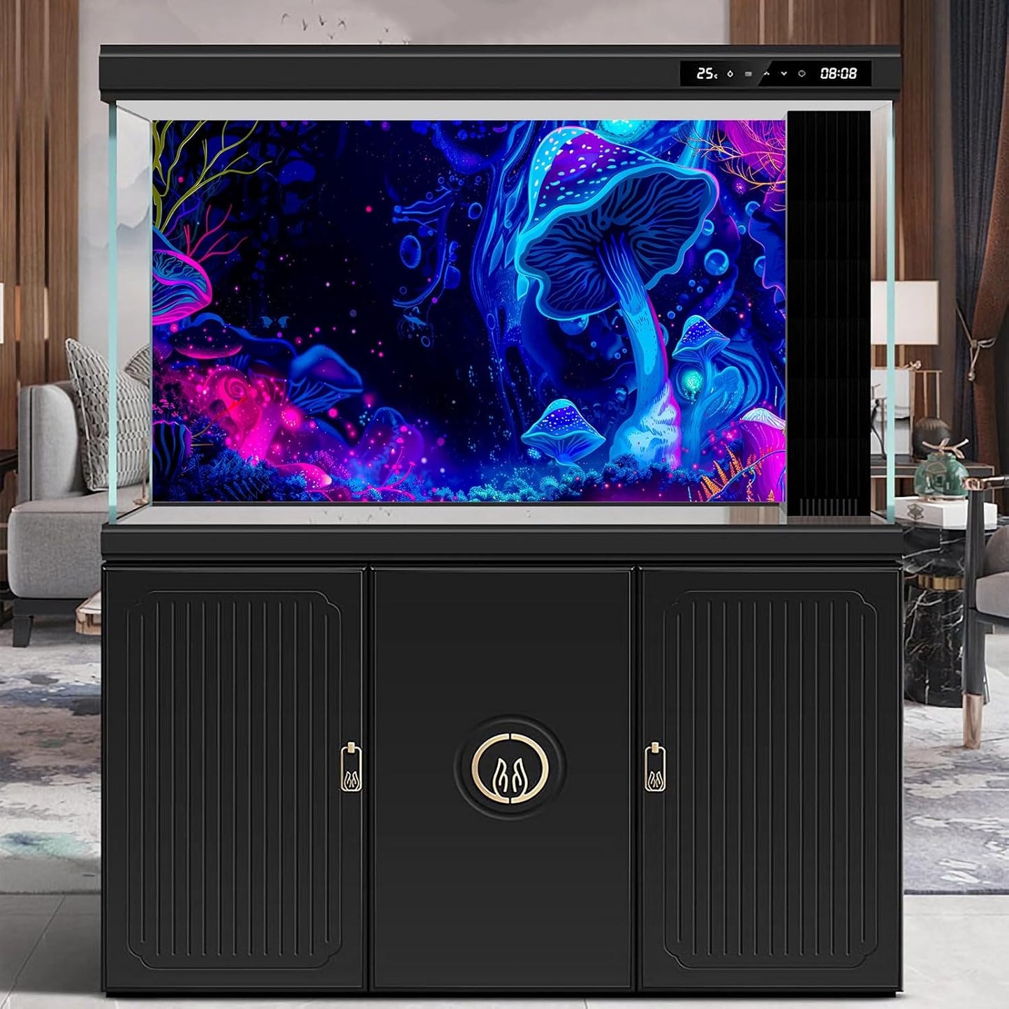 Fantasy Mushroom Forest Aquarium Background Abstract Cartoon Mushroom Reptile Tank Backgrounds Vibrant Jungle Mushrooms Theme Fish Tank Background Magic Mushrooms Reptile Enclosure Backgrounds 36x20in