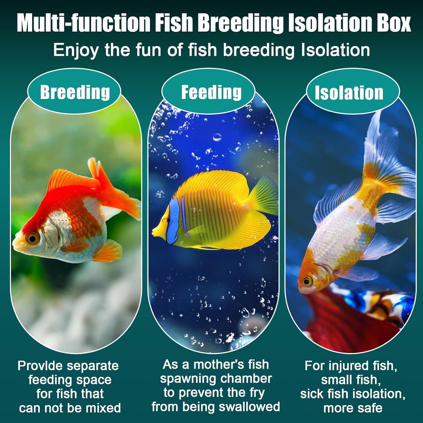 2 Pcs Breeder Box for Fish Tank Aquarium Breeder Separation Net Breeding Box with Suction Cup for Small Fish Shrimp Clownfish Guppy (White,L)