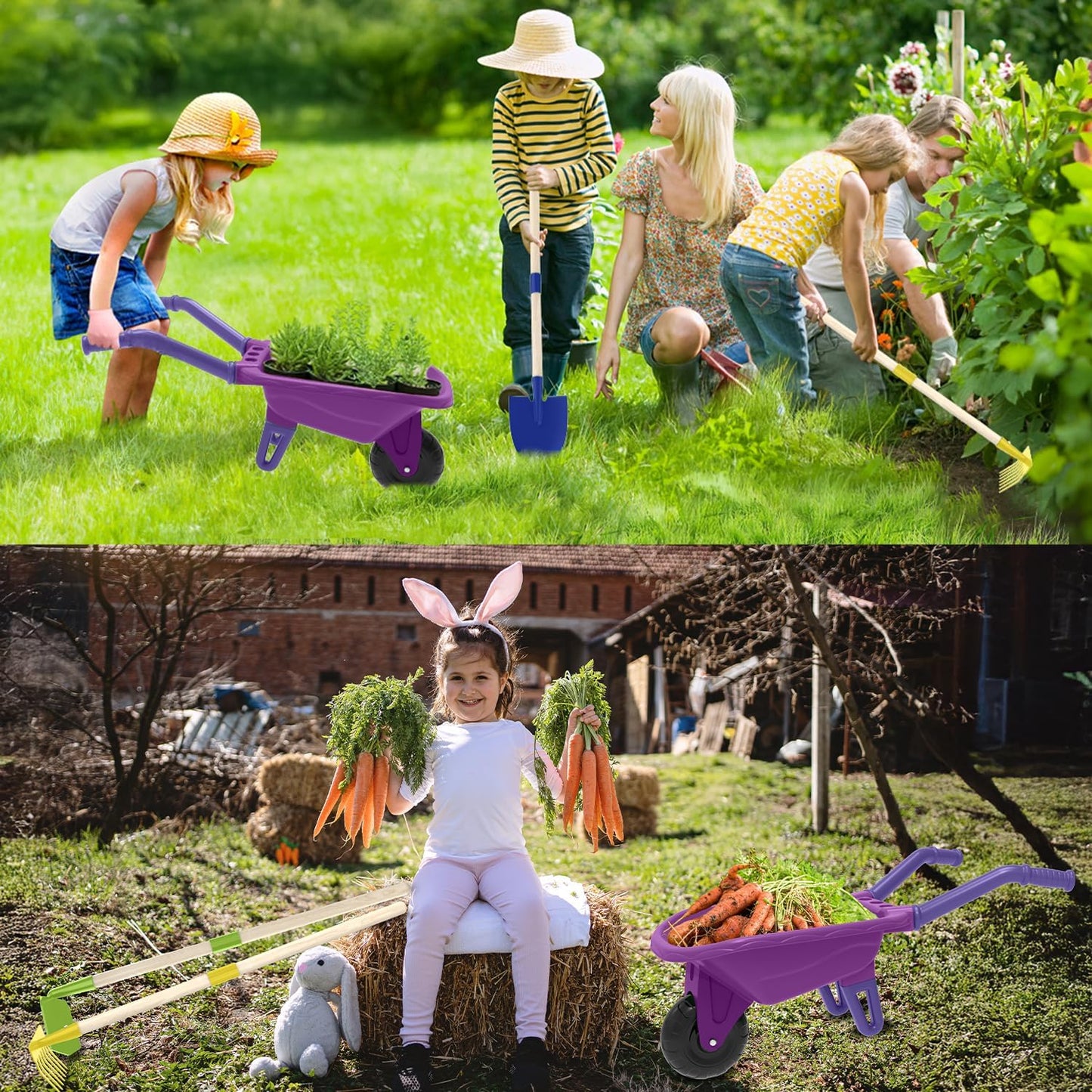 Kids Gardening Tools Outdoor Toys Set Backyard Play with Wheelbarrow Educational STEM Learning Pretend Toys Outdoor Indoor for Toddlers Kids Boys Girls