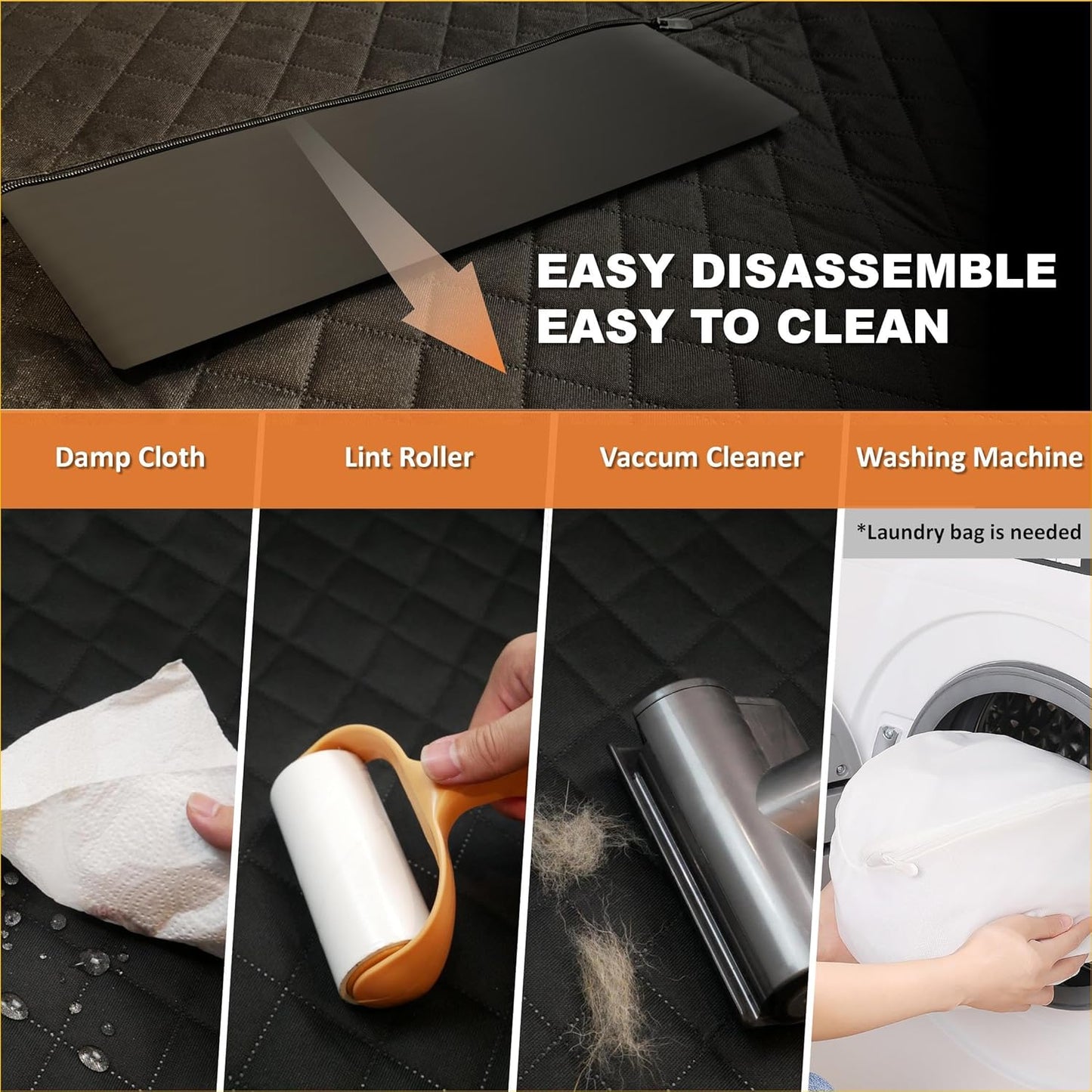 Back Seat Extender for Dogs Cats,Car Seat Cover with Hard Support,Waterproof Dog Hammock for Car Travel,Foldable Camping Bed Mattress for SUV Truck(Black)