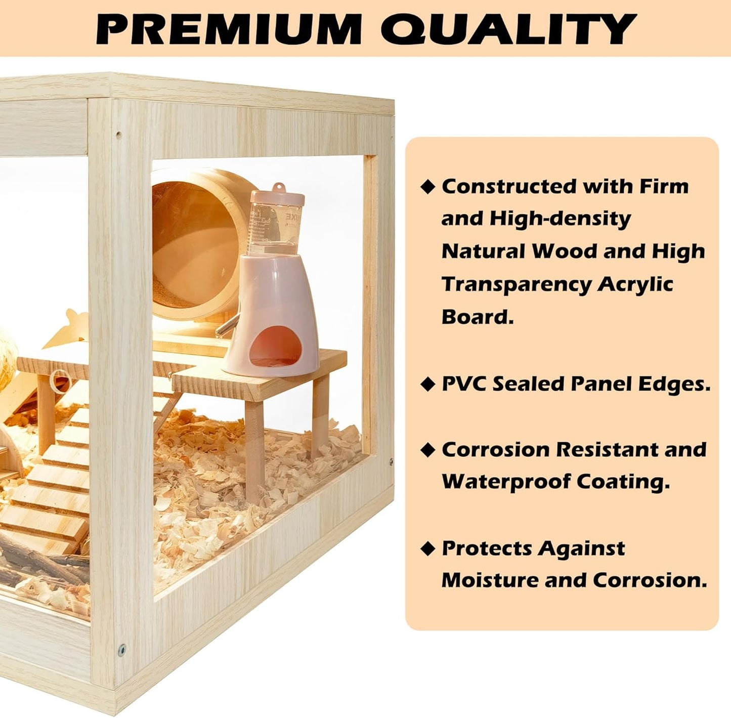 Prolee Hamster Habitat Chewproof, Mice and Rat Habitat with Transparent Sides, Hamster Cage with Openable Mesh Top, Solid Built with Lock Design (48" L x 20" W x 20" H)