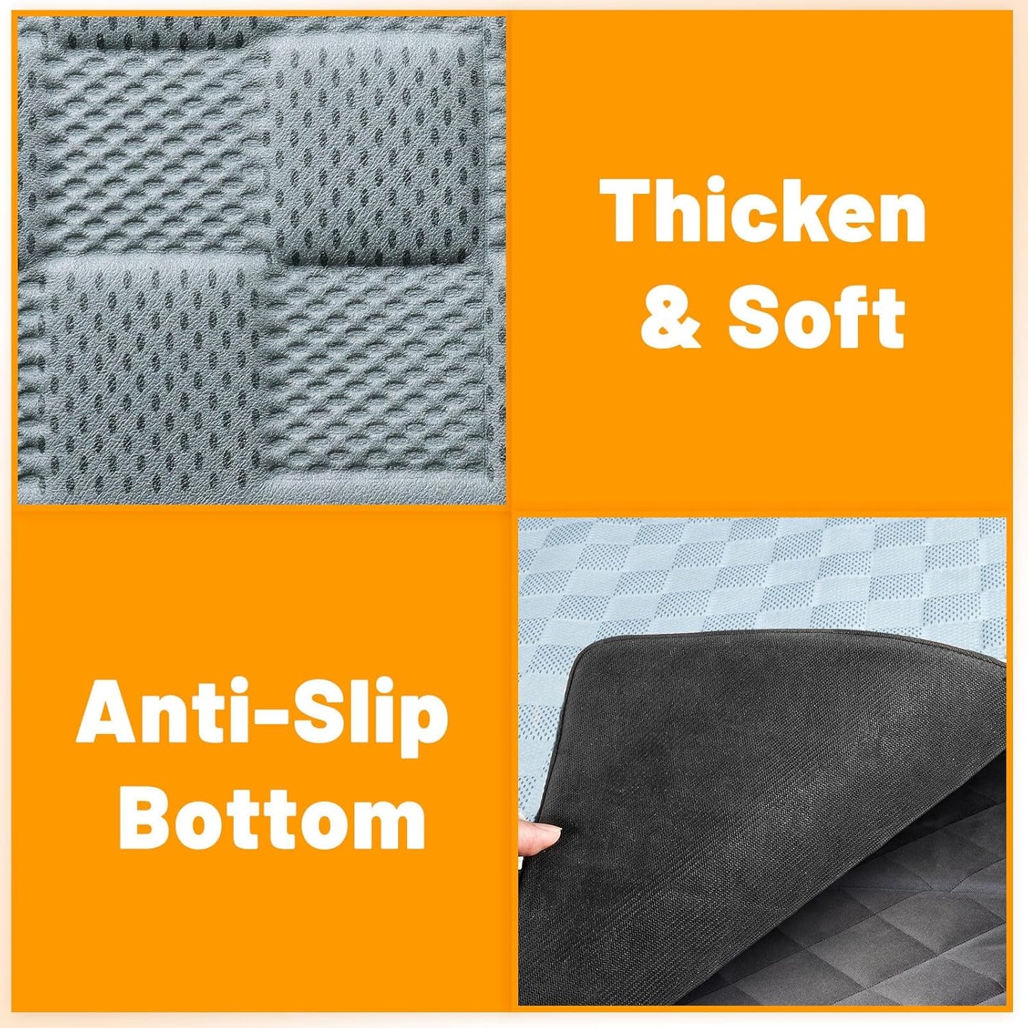 Non-Slip Pet Bed Mat for Back Seat Extender, Hair Resistant Dog Blanket for Hard Bottom Dog Car Seat Cover, Anti Slip Pet Linner Backseat Cover Deep Gray