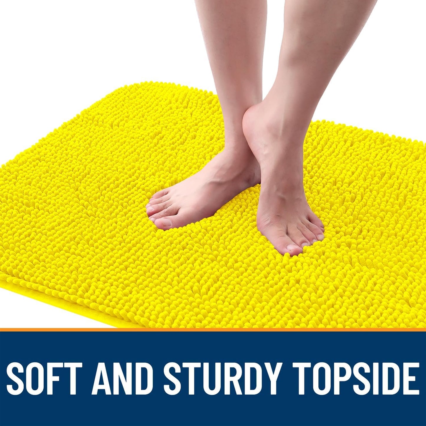 OLANLY Dog Door Mat for Muddy Paws 24x16, Absorbs Moisture and Dirt, Absorbent Non-Slip Washable Doormat, Quick Dry Chenille Mud Mat, Entry Indoor Entryway Carpet for Inside Floor, Lemon Yellow