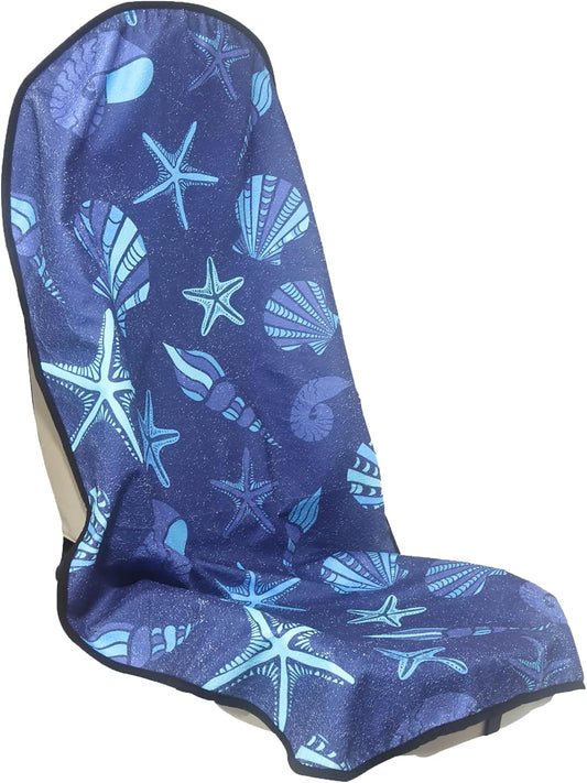 Car Seat Cover Protector Front Seats,for Gym Workout,Running,Swimming,Beach and Hiking,Waterproof Sweat Towel Bucket Seat Covers for Cars SUV Trucks (Conch Shells Starfish, 1Pcs)