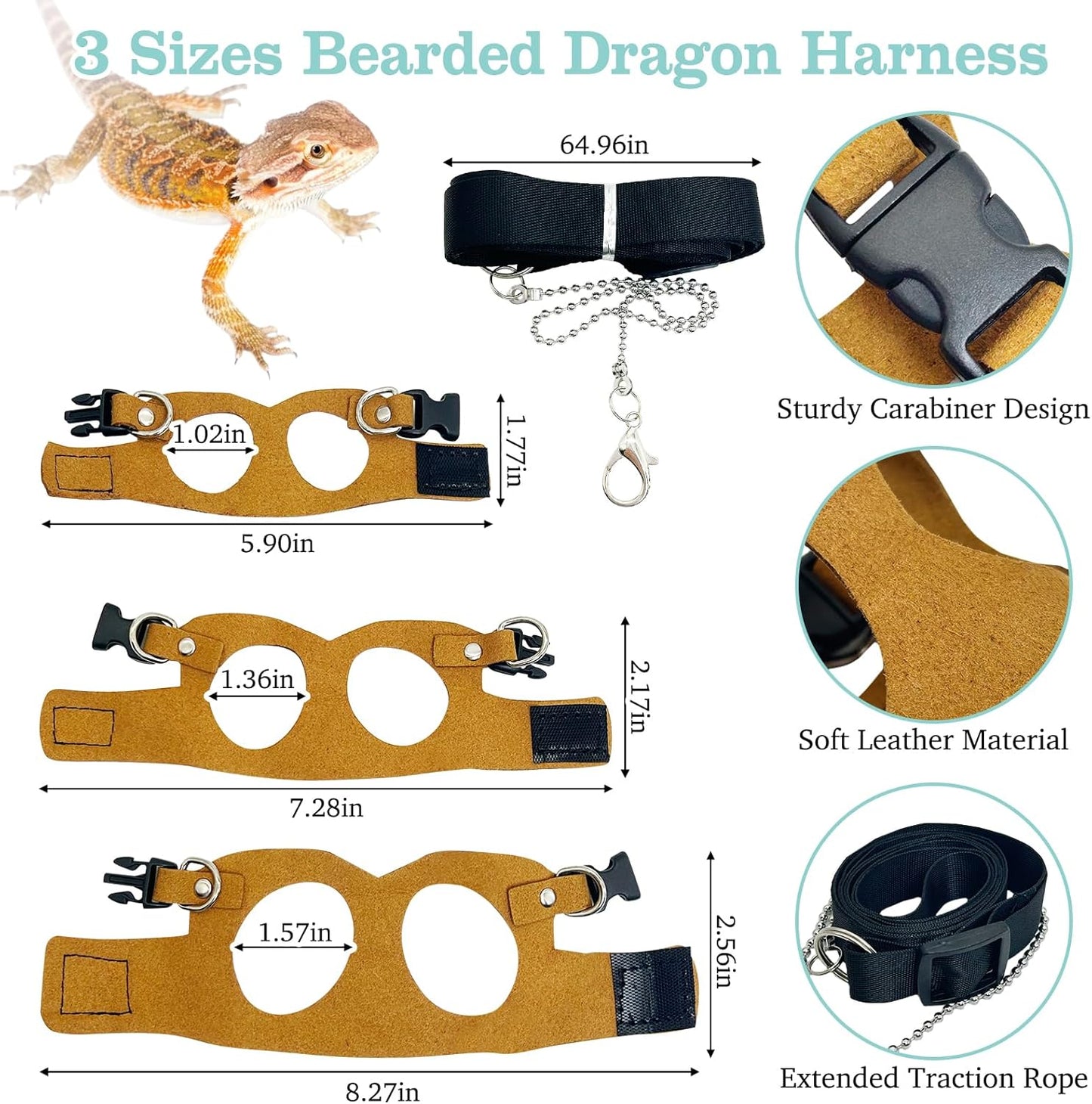 PINVNBY Bearded Dragon Carrier Backpack with Harness and Leash Set Large Reptile Travel Carrier Portable Lizard Backpack Clear Bubble Window Small Animal Carrying Bag for Gecko Kitten Rabbit (Black)