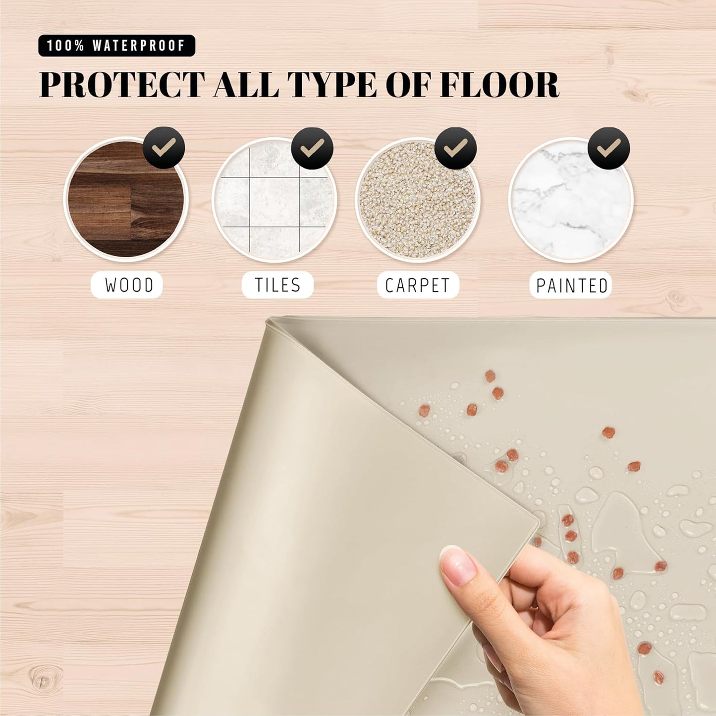 AVERYDAY 18x10'' Dog Mat for Food and Water, Waterproof Silicone Mat with Non-Slip Rubber for Dogs and Cats