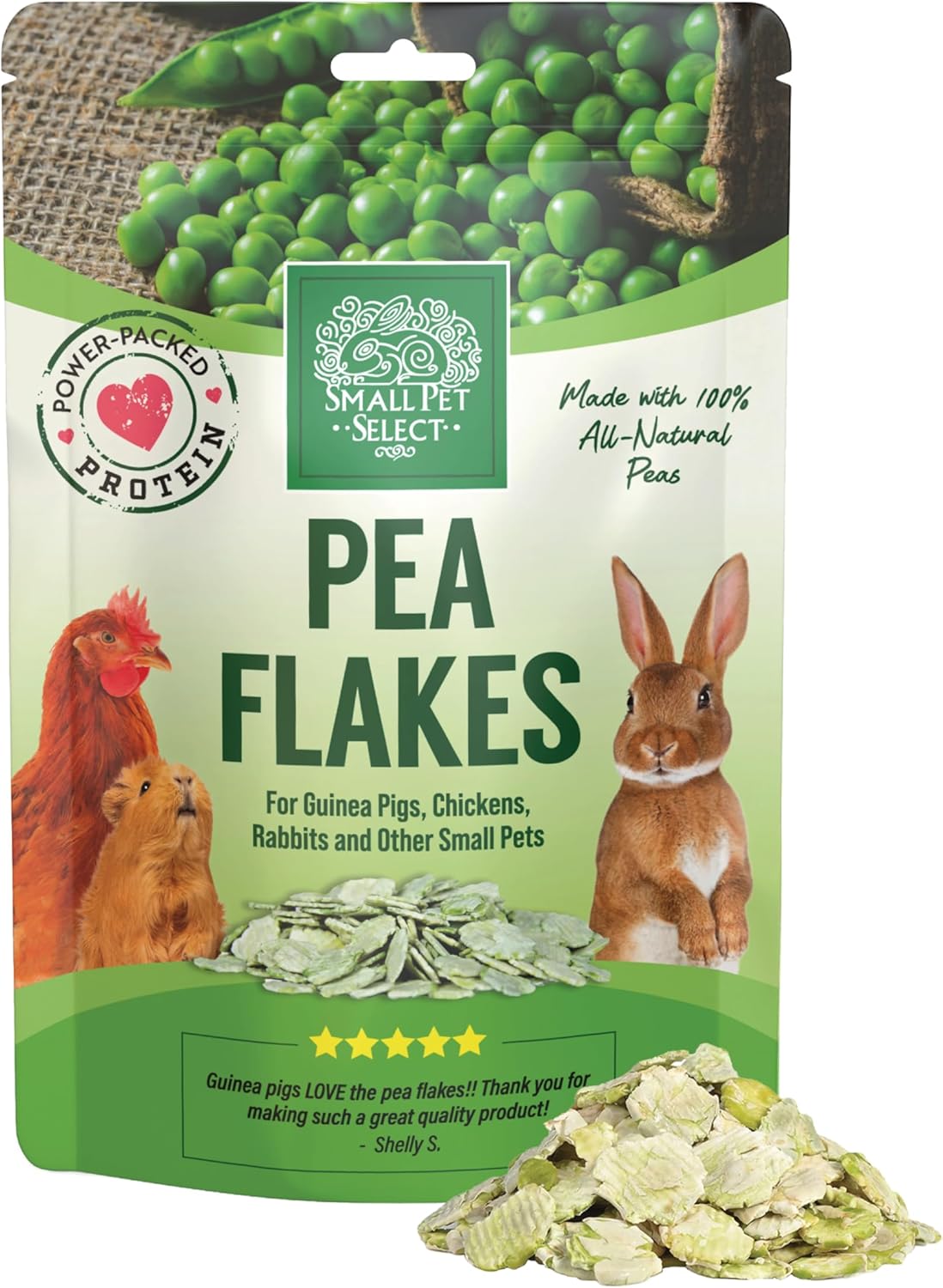 Small Pet Select - Pea Flakes, Treats for Rabbit Bunny, Guinea Pig, Chickens, Bunny, Hamster, and Other Small Pets, 1 lb
