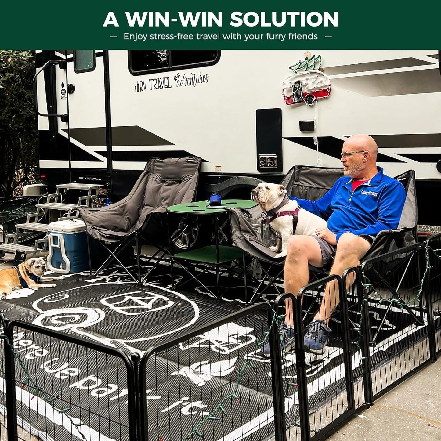 FXW Rollick Unleashed Dog Playpen for Indoor, Yard, RV Camping, 24 inch 16 Panels for Small and Puppy Dogs, Black│Patented