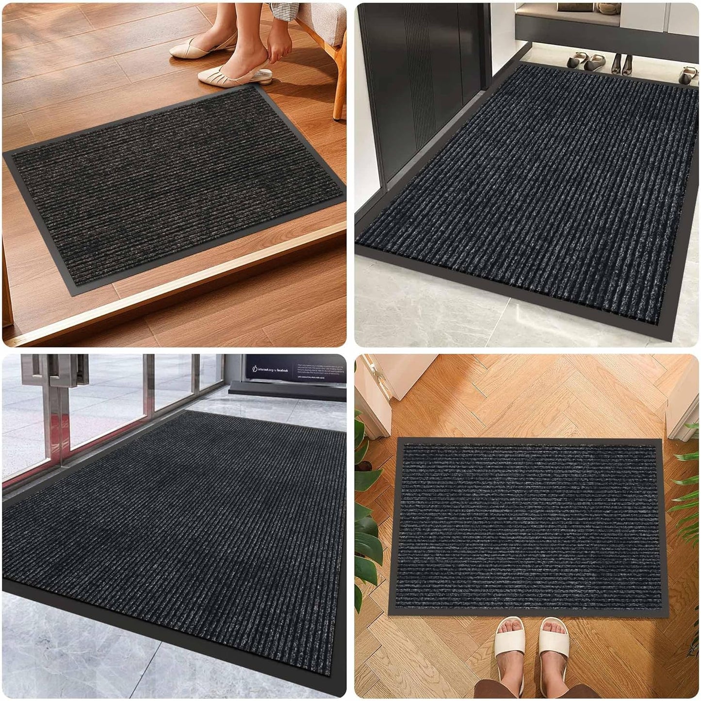 Indoor Outdoor Door Mat, 5’ x 3' Doormat for Entryway, Rubber Backing Non Slip Front Door Mat Outside Entrance, Super Absorbent Commercial Floor Mat for Home Office