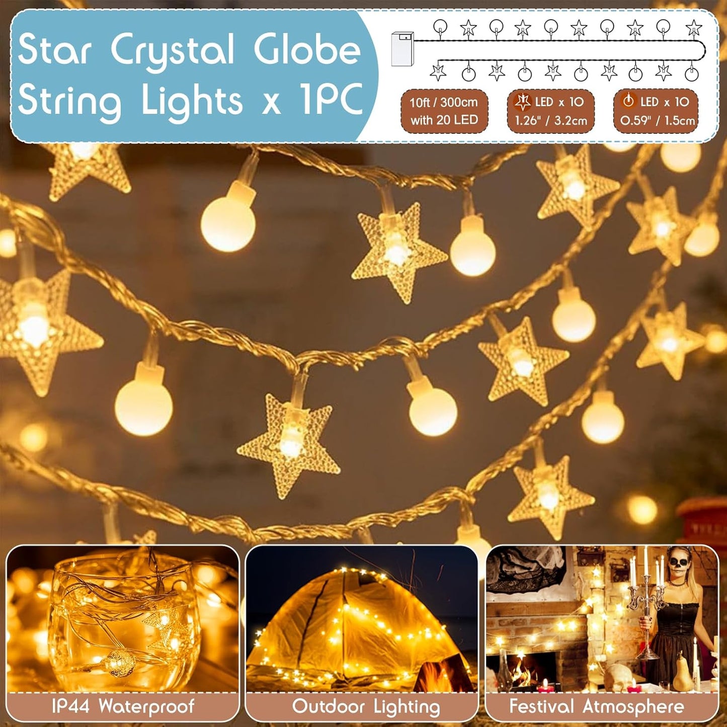 20" Dog& Cat Teepee Tent +24" Pet Cooling Mat +10ft Star String Light [2-Modes],Cotton Thicked Soft Comfort Anti-Slip Cushion (Used/Wash Separately),Medium Pets Tents House Indoor or Outdoor