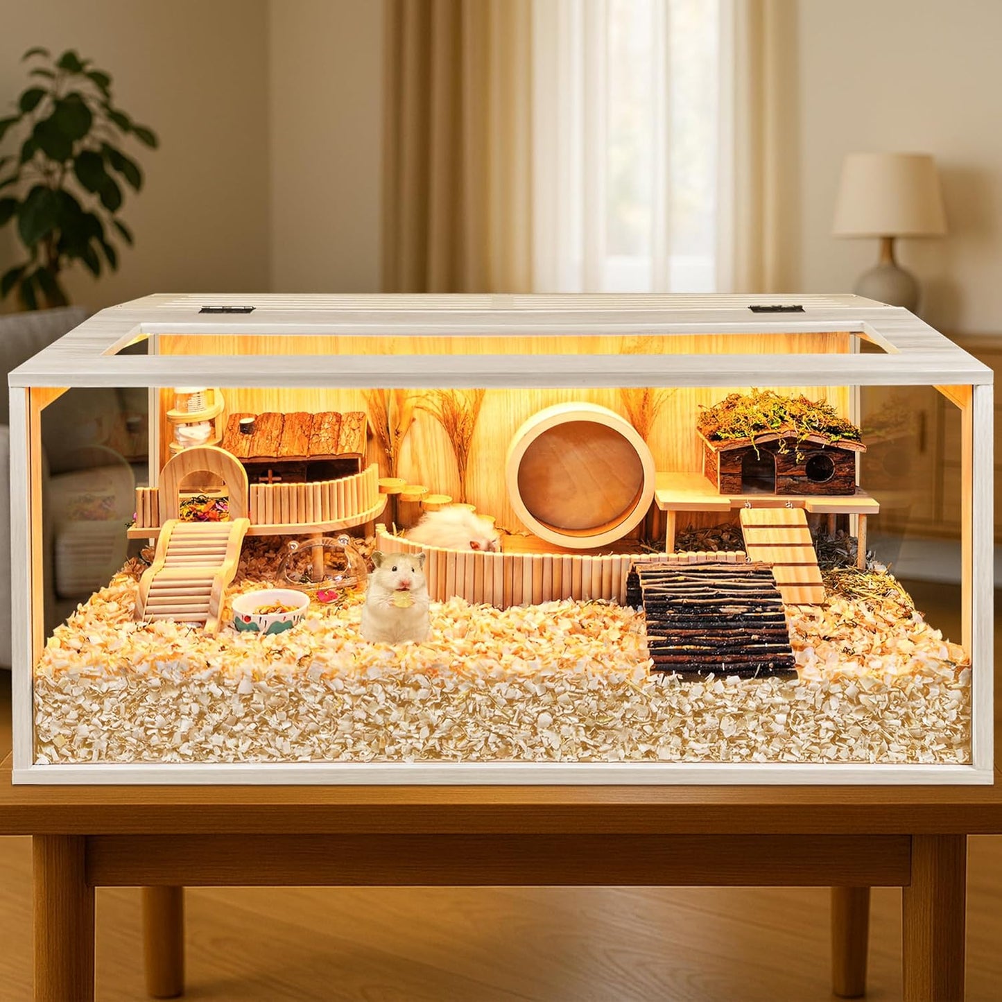 Hamster Cage Chewproof, Large Hamster Cages and Habitats, Openable Top with Acrylic Sheets, Solid Built