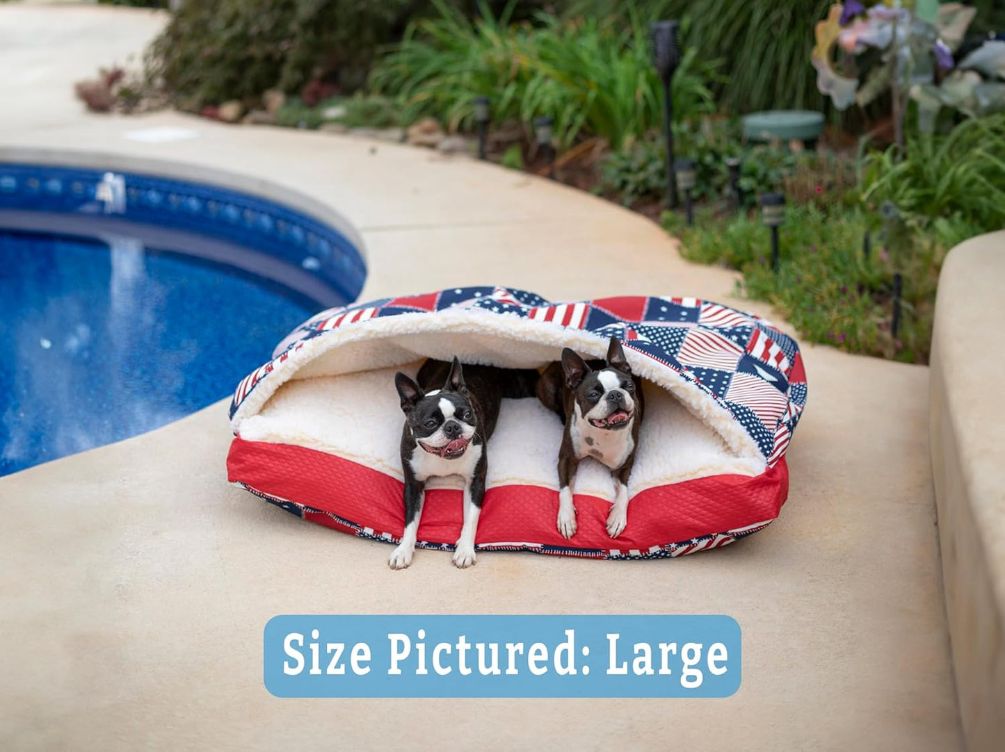 Snoozer Pet Products Luxury Rectangle Cozy Cave, Wag Collection, Extra Large, Starpatch Red Diamond