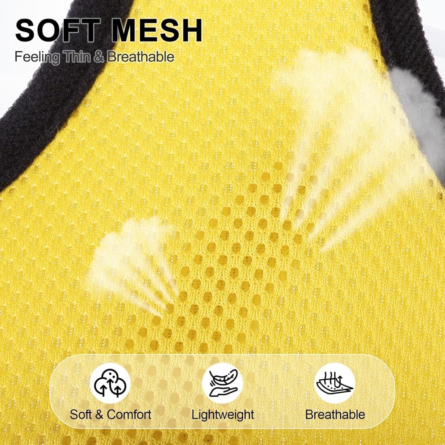 BINGPET No Pull Dog Harness,Soft Mesh Breathable All Weather Vest Harness,Safety Protection Design Durable Adjustable Step-in Easy Walk Dog Harness for Small Medium Large Dogs(Yellow,L)