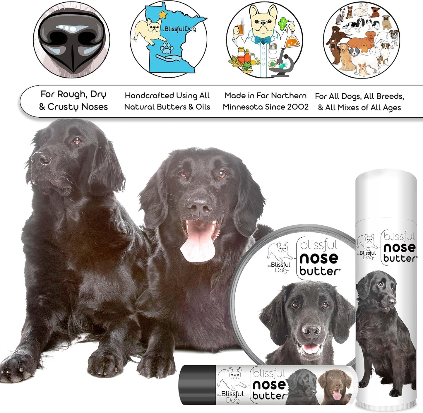 The Blissful Dog Flat-Coat Retriever Unscented Nose Butter - Dog Nose Butter, 8 Ounce