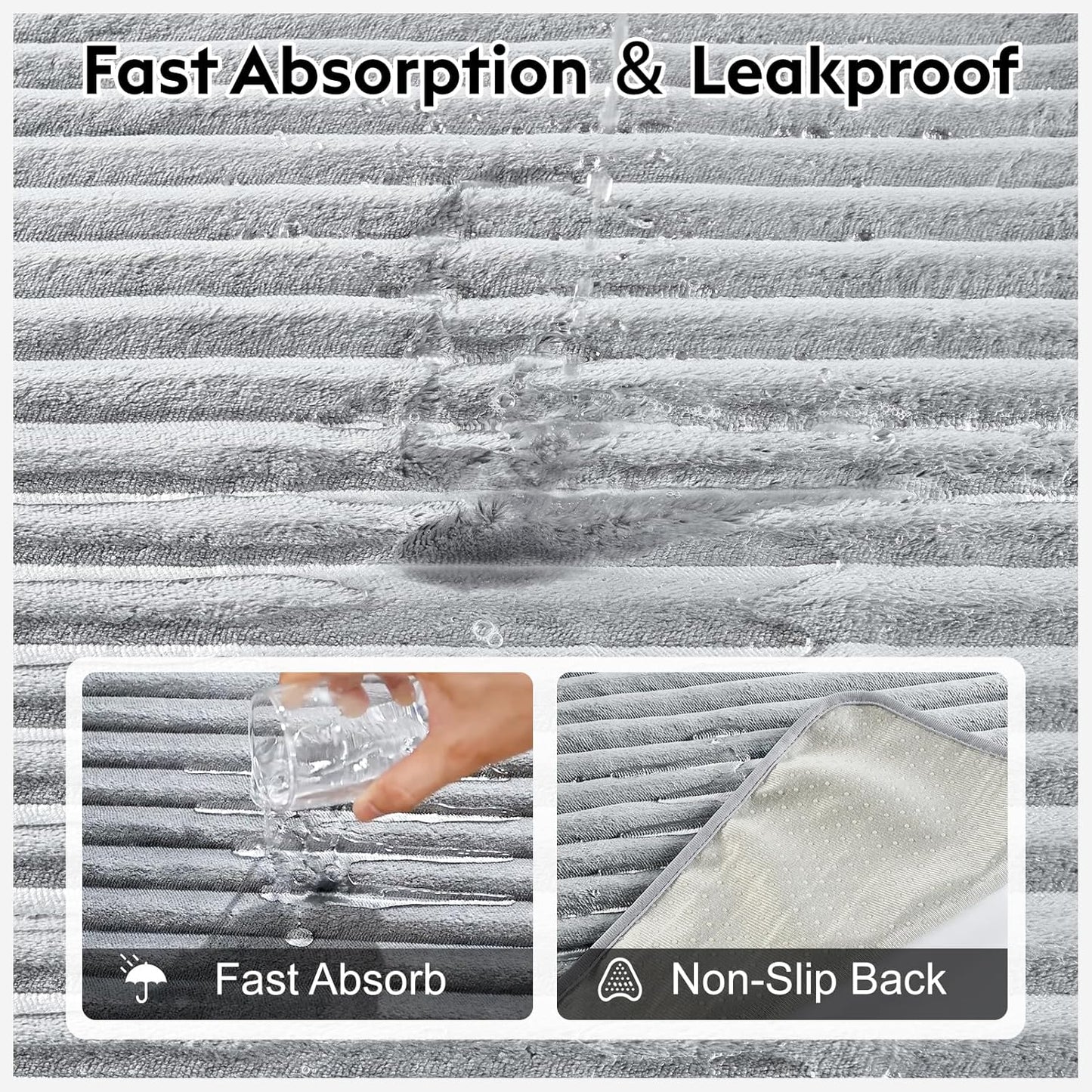 Flannel Washable Pee Pad for Dogs - 1 Pack Reusable Dog Pee Pads Extra Large, Fast Absorb Pet Playpen Mat with Non-Slip Back, Waterproof Puppy Training Pad. (Light Grey, 72" X 72")