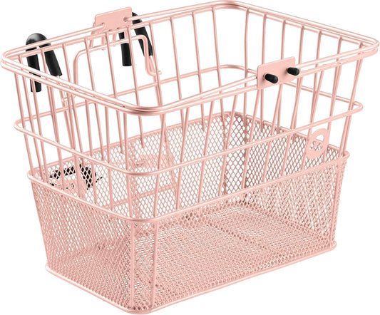 Retrospec Apollo Detachable Front Bike Basket Steel Half-Mesh with Integrated Detachable Hooks and Built-In Handle, Easy Assembly and Portability for Bicycles