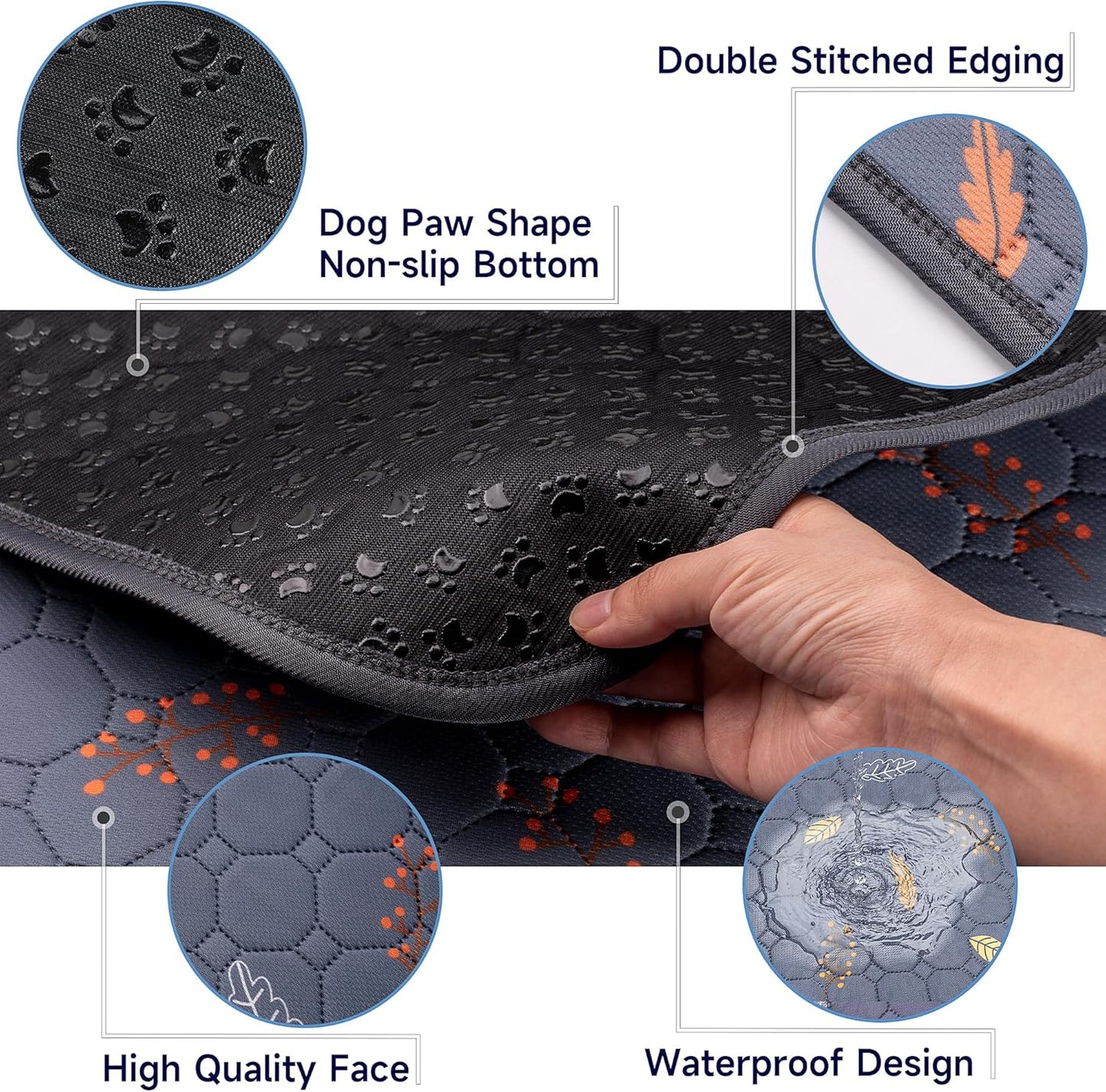 Sunheir Washable Pee Pads for Dogs 72"x72", Extra Large Reusable Puppy Pads Pet Training Pads for Dog Playpen, Waterproof Pee Pads for Puppy Playpen, Whelping Pad, Dog Playpen Indoor - Deep Grey