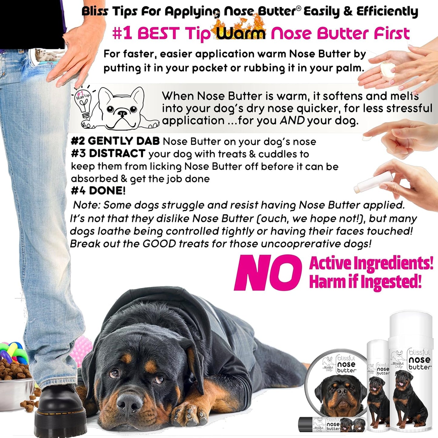 The Blissful Dog Rottweiler Unscented Nose Butter - Dog Nose Butter, 2 Ounce