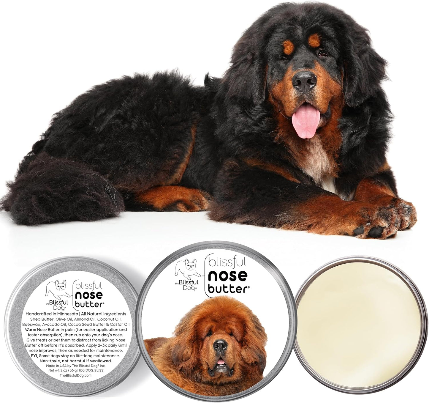 The Blissful Dog Tibetan Mastiff Unscented Nose Butter - Dog Nose Butter, 8 Ounce