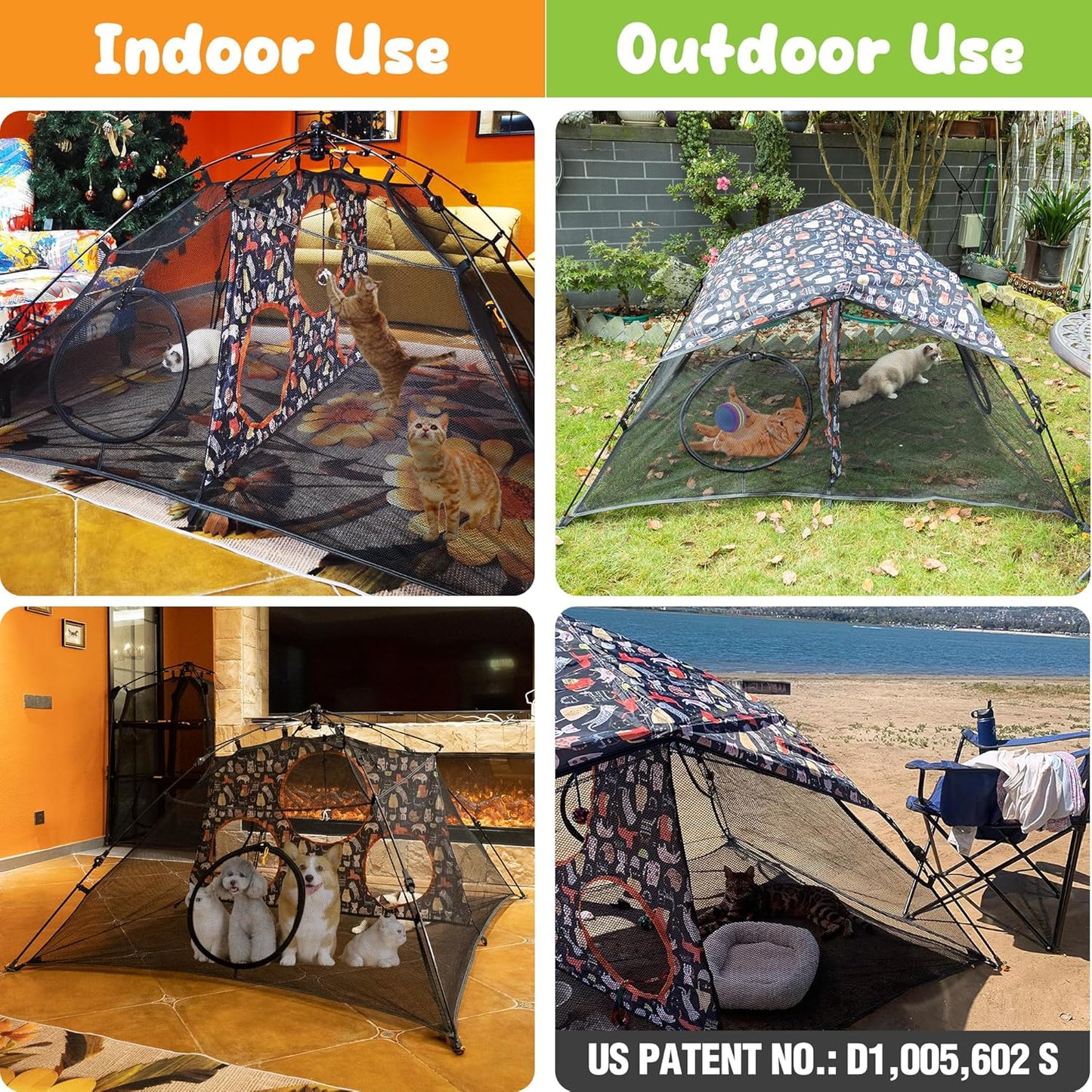 Outdoor Cat Play Tent for Indoors and Outdoors (X- Large Portable Pet House, Outdoor Cat Enclosure for Cats, Rabbits and Small Animals Easy to Connect with Run Tunnels, Cubes (Patented)