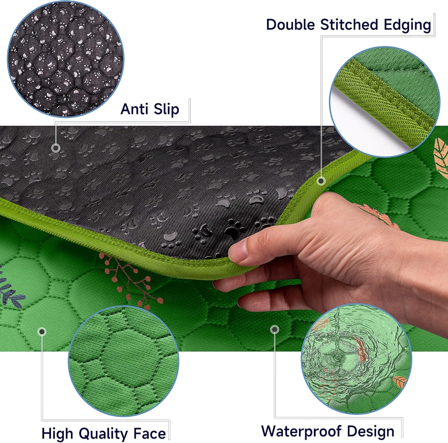 Sunheir Washable Pee Pads for Dogs 72"x72", Extra Large Reusable Puppy Pads Pet Training Pads for Dog Playpen, Waterproof Pee Pads for Puppy Playpen, Whelping Pad, Dog Playpen Indoor - Green