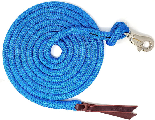 Premium 1/2" Samson EQ Yacht Braid Lead Rope with Nickel Trigger Bull Snap. Option for 12ft, 14ft and 16ft Lengths (Blue, 14 FT)