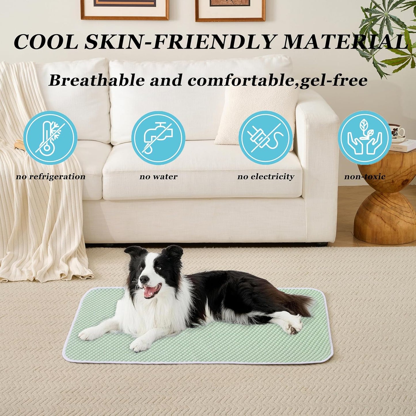 MICROCOSMOS Pet Cooling Mat & Sleeping Pad- Breathable Bubble Surface, EZ Clean. Keep Cooling for Pets, Kids and Adults in Summer.(Green, 48" x 24")