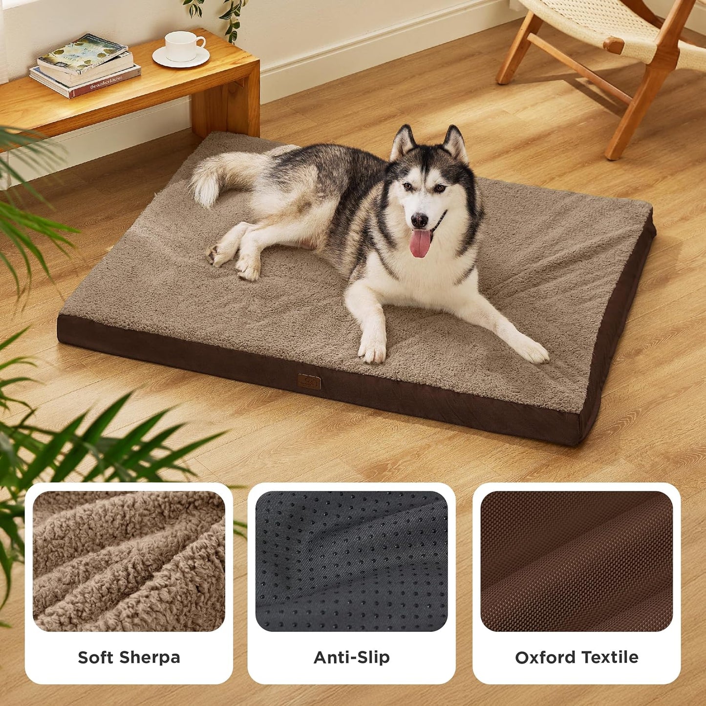 Bedsure XXL Dog Bed for Large Dogs - Orthopedic Flat Giant Pet Beds with Removable Washable Cover, Jumbo Egg Crate Foam Mat, Suitable for Pet Up to 150 lbs