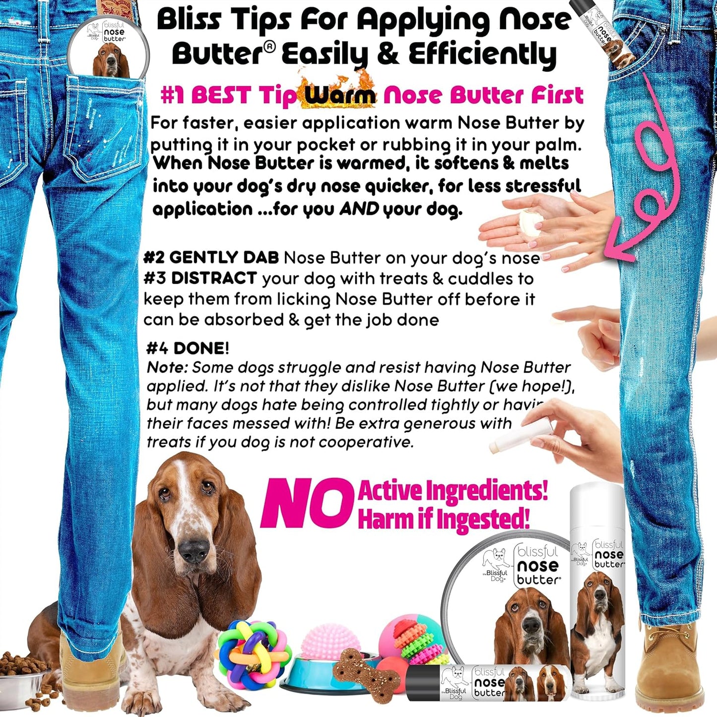 The Blissful Dog Basset Hound Nose Butter for Dry, Cracked Skin, Lick-Safe Dog Nose Balm with Moisturizing Shea Butter, Almond, Olive, and Essential Oils, Pet Supplies, Uncented, 0.15 oz.