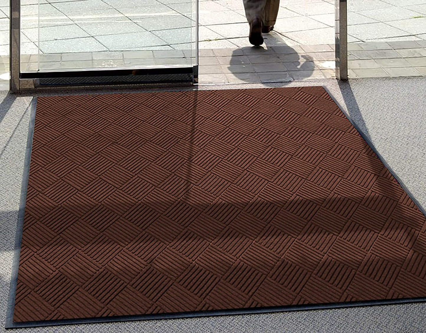 WaterHog Diamond | Commercial-Grade Entrance Mat with Rubber Border – Indoor/Outdoor, Quick Drying, Stain Resistant Door Mat (Dark Brown, 3' x 4')