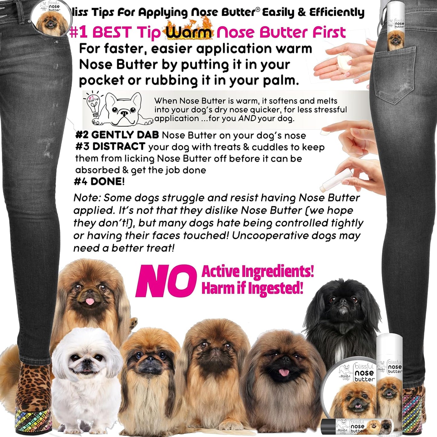 The Blissful Dog Pekingese Unscented Nose Butter - Dog Nose Butter, 0.15 Ounce