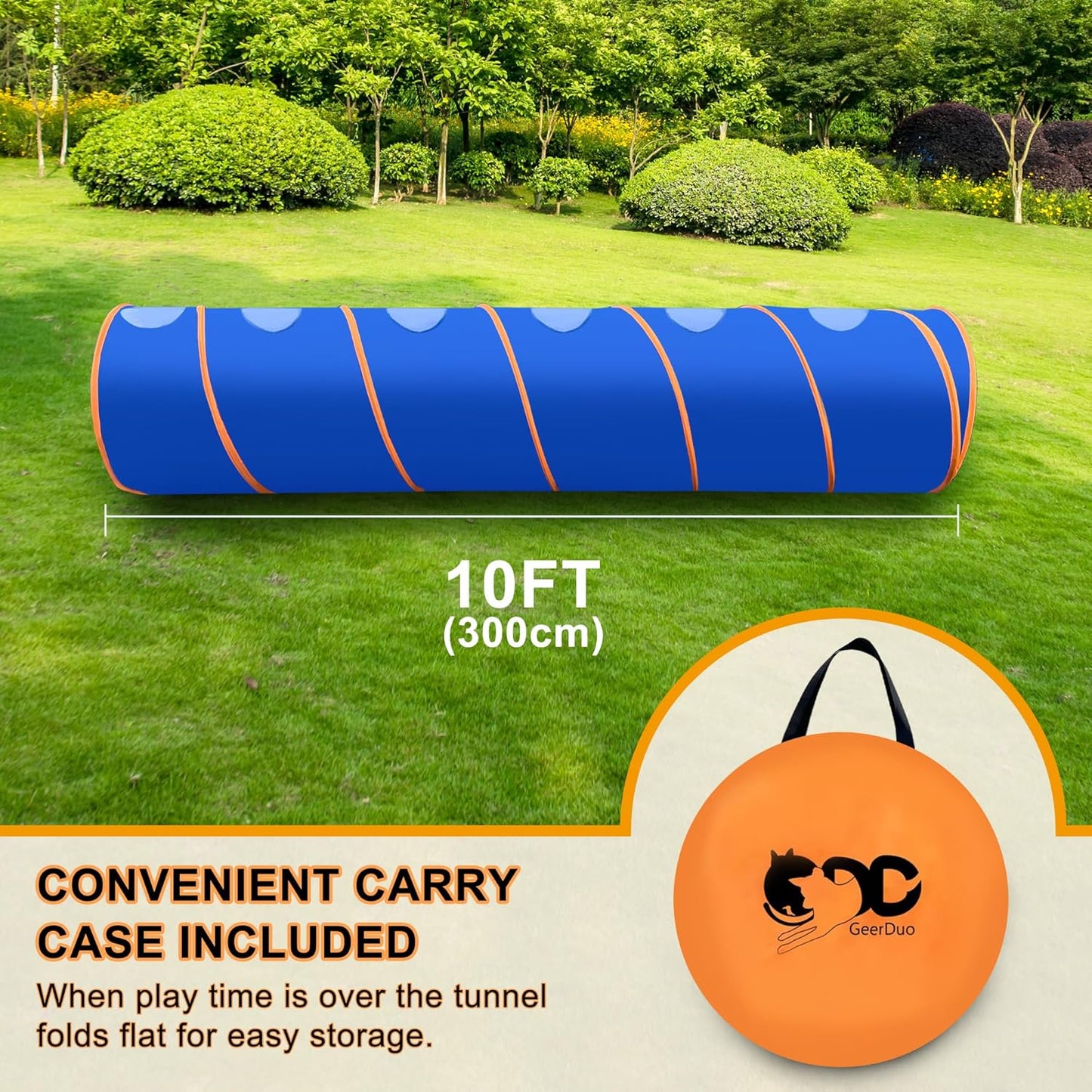 Dog Agility Tunnel with Ventilated mesh, Dog Agility Equipment, Dog Agility Training with Carry Bag (Blue+Orange)