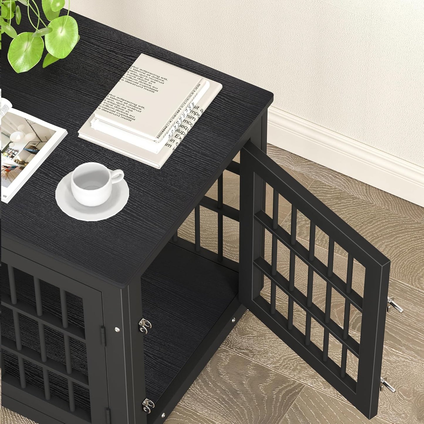 26 Inch Heavy Duty Dog Crate Furniture for Small Dogs, Decorative Pet House End Table, Wooden Cage Kennel Furniture Indoor, Black