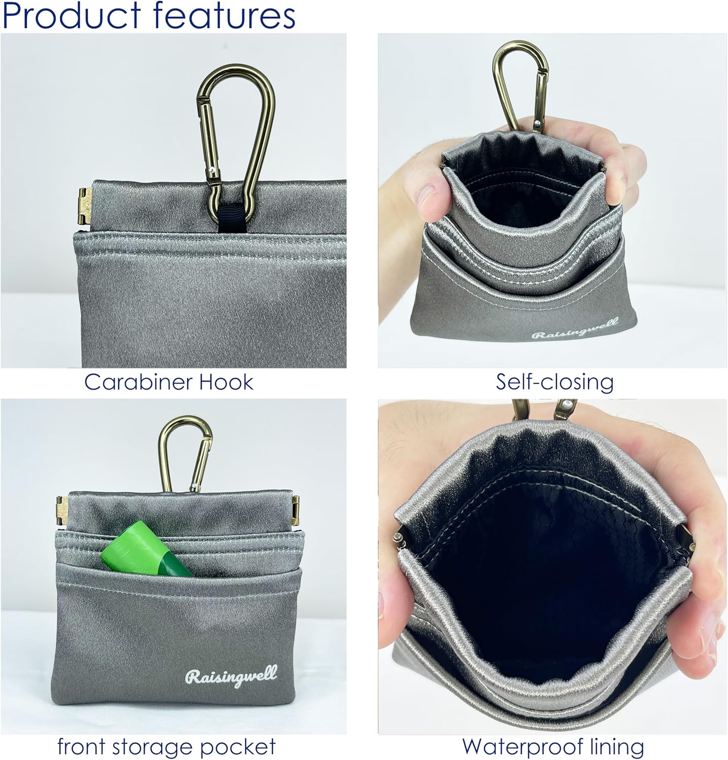 Dog Treat Pouch, Pocket Sized Pet Training Pouch, Hand Free Bronze Dog Walking Bag with Carabiner, Self-Closing Pet Feed Snack Reward, for Puppy Travel or Outdoor Use, NanoPTC