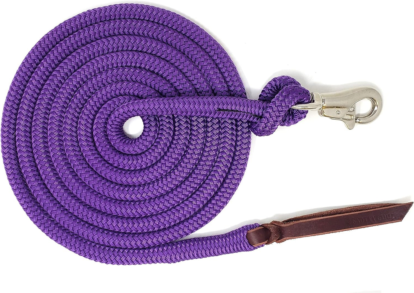 Premium 1/2" Samson EQ Yacht Braid Lead Rope with Nickel Trigger Bull Snap. Option for 12ft, 14ft and 16ft Lengths (Purple, 14 FT)