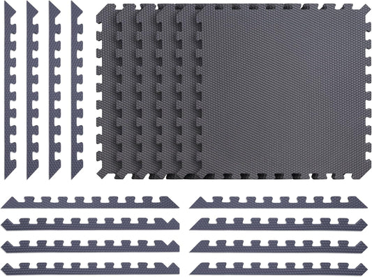 Norsk Dual-Sided Reversible 1/2" Foam Exercise Mats for Home Gym - Interlocking EVA Foam Tiles