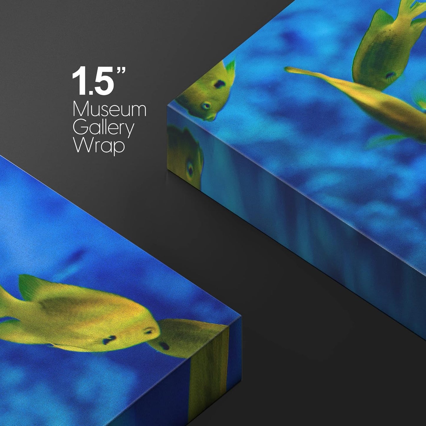 wall26 Canvas Print Wall Art Striped Yellow Tropical Fish Coral Reef Sea Nature Animals Photography Realism Rustic Scenic Landscape Wilderness Colorful for Living Room, Bedroom, Office - 16"x24"