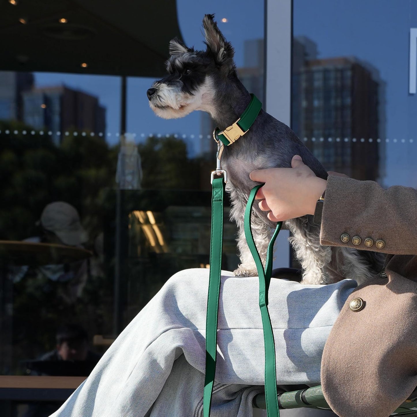 PET ARTIST Soft PU Leather Dog Collar, Bright Color & Durable Dog Collar Leather with Rose Gold Quick Release Metal Buckle, Adjustable Nylon Padded Pet Collars for Large Dogs, Neck Fit 16-27"