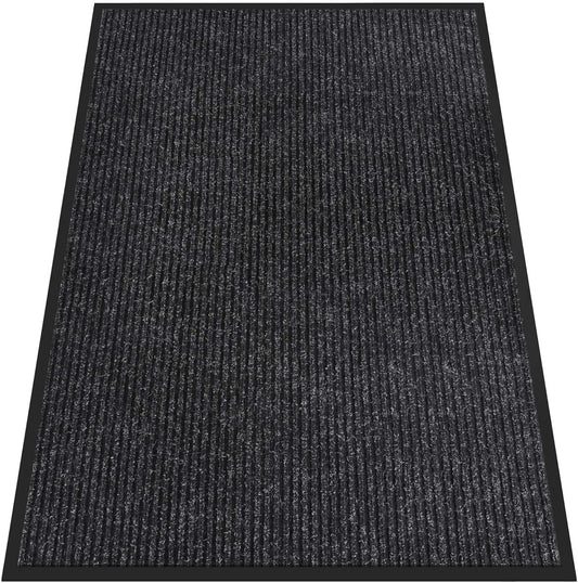 Indoor Outdoor Door Mat, 6' x 4' Doormat for Entryway, Rubber Backing Non Slip Front Door Mat Outside Entrance, Super Absorbent Commercial Floor Mat for Home Office, Black