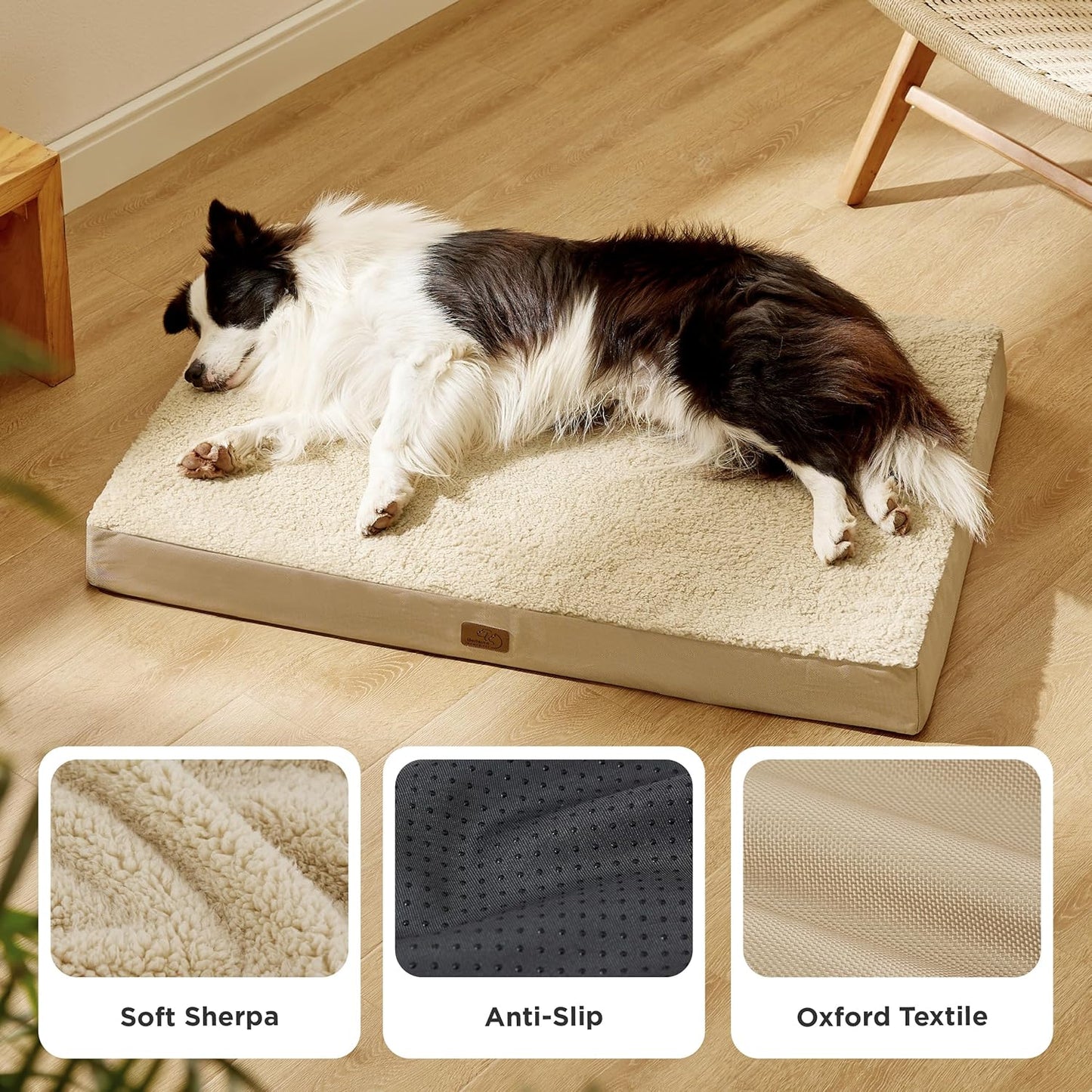 Bedsure Dog Beds Large Sized Dog - Orthopedic Flat Pet Beds with Removable Washable Cover, Egg Crate Foam Puppy Mat, Suitable for Pet Up to 65 lbs
