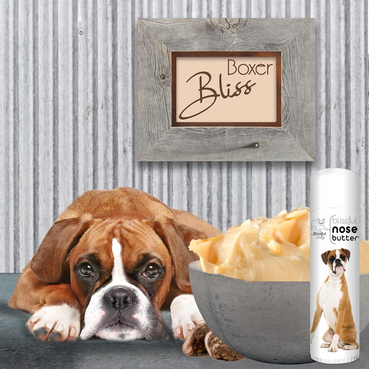The Blissful Dog Fawn Boxer Nose Butter for Dry, Cracked Skin, Lick-Safe Dog Nose Balm with Moisturizing Shea Butter, Almond, Olive, and Essential Oils, Pet Supplies, Uncented, 0.50 oz.