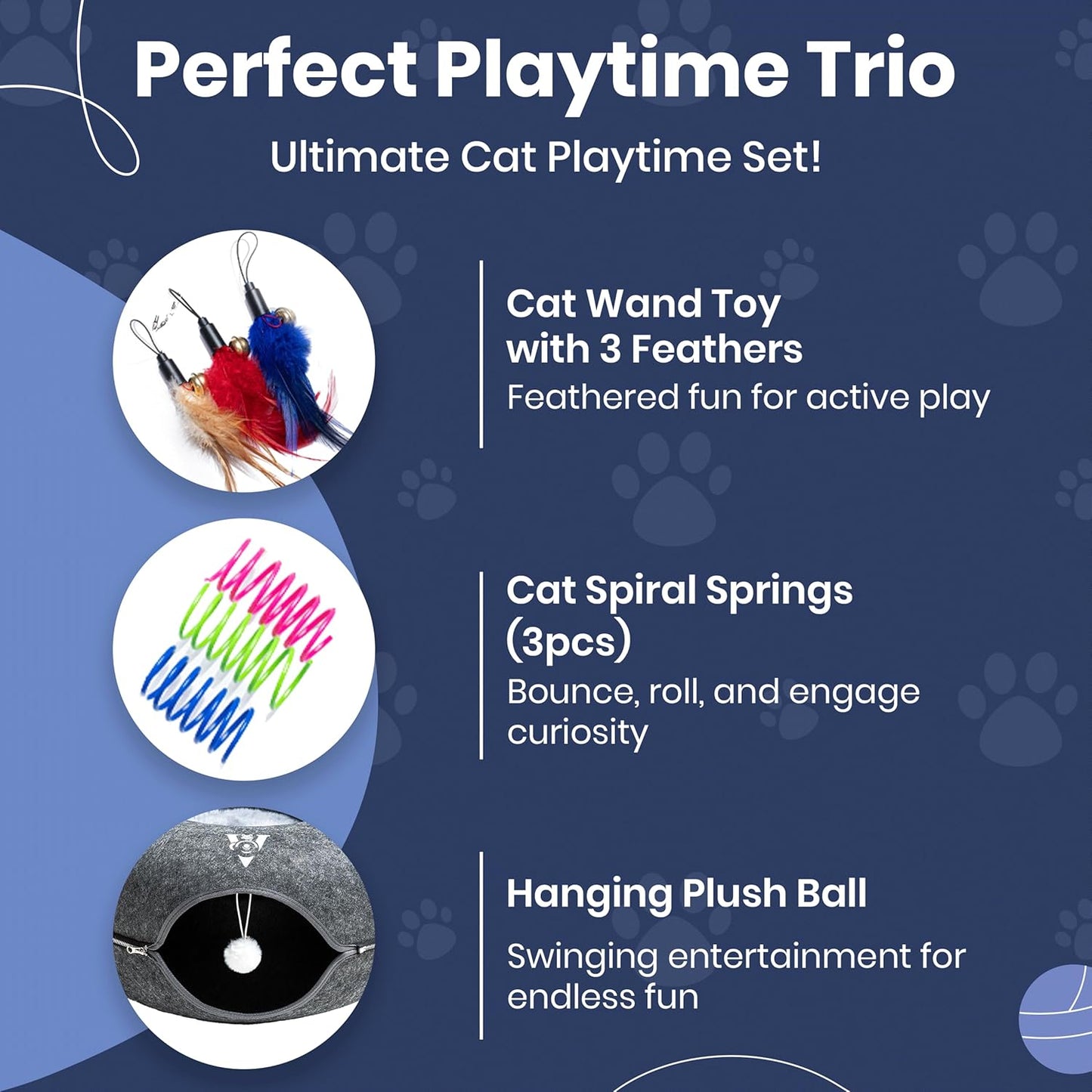 Premium Large Size 24 Inch Cat Tunnel Bed - With Upgraded Metal Zipper - Detachable Round Design - Washable - and Scratch Resistant - Includes 3 Toys and Removable Cushion