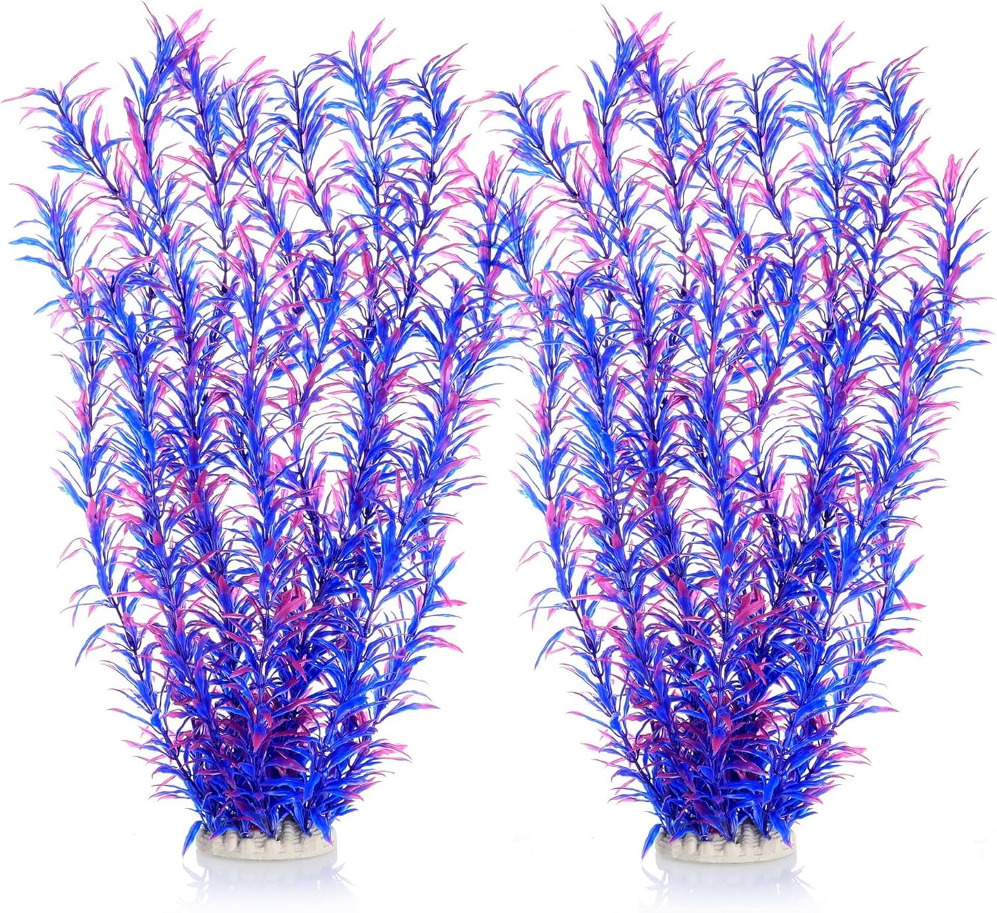JIHAQUA Aquarium Decor Plastic Plants Extra Large 21 Inches Artificial Fish Tank Plants Tall Fish Tank Decorations (Purple 2pcs)