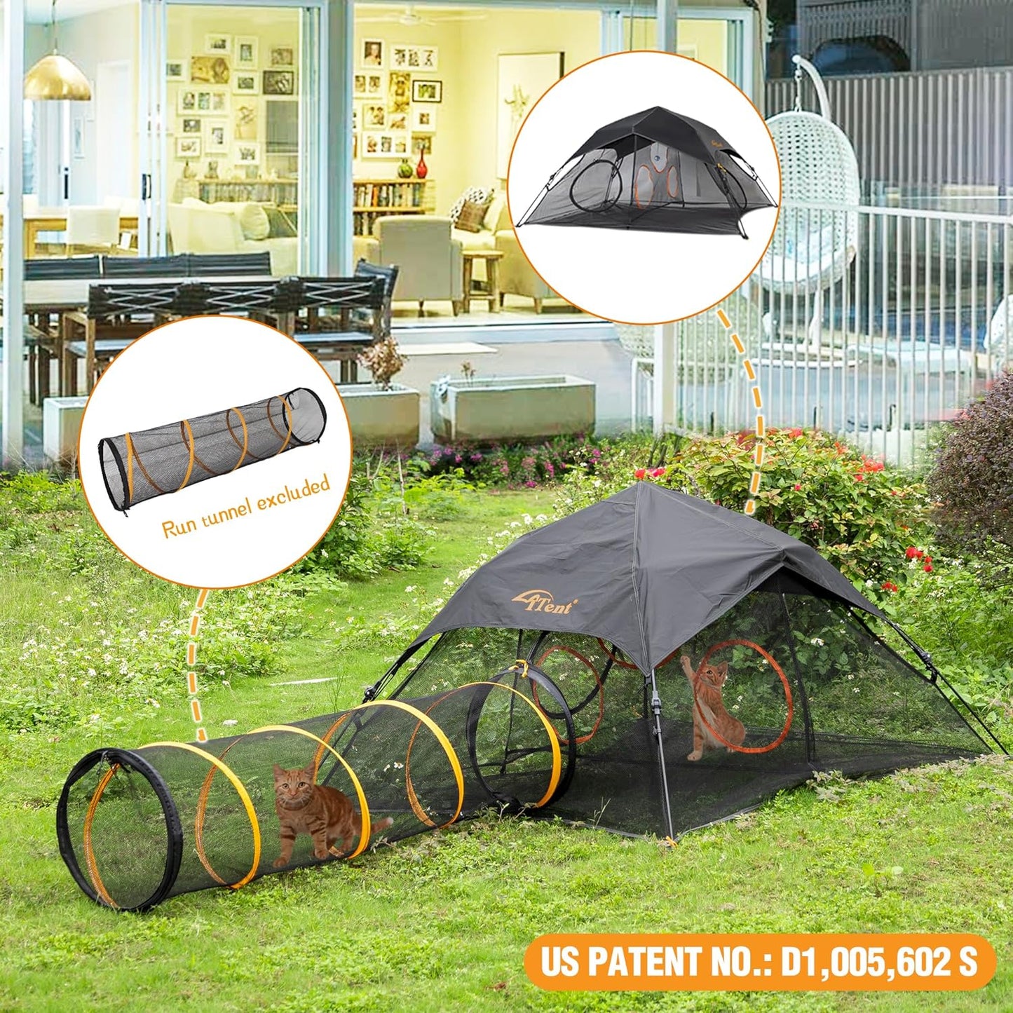Outdoor Cat Play Tent for Indoors and Outdoors (X- Large Portable Pet House, Outdoor Cat Enclosure for Cats, Rabbits and Small Animals Easy to Connect with Run Tunnels, Cubes (Patented)