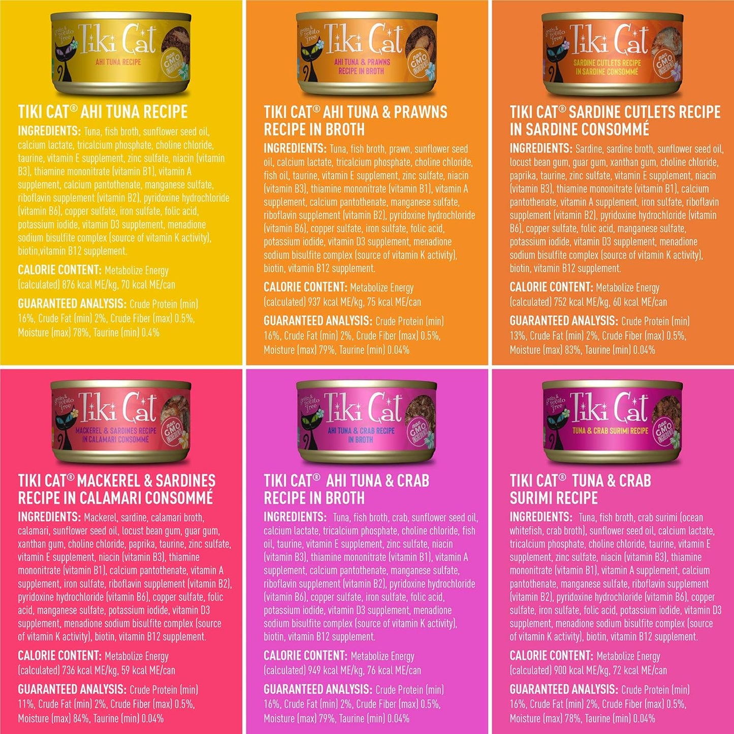 Tiki Cat Seafood Selects, Ultimate Variety Pack, 36 High Protein Servings with Real Flaked Fish, Wet Cat Food Mega Pack, 2.8 and 3 oz. Cans (Pack of 36)