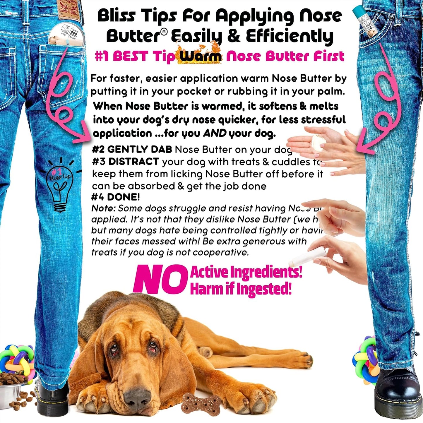 The Blissful Dog Bloodhound Nose Butter for Dry, Cracked Skin, Lick-Safe Dog Nose Balm with Moisturizing Shea Butter, Almond, Olive, and Essential Oils, Pet Supplies, Uncented, 2 oz.